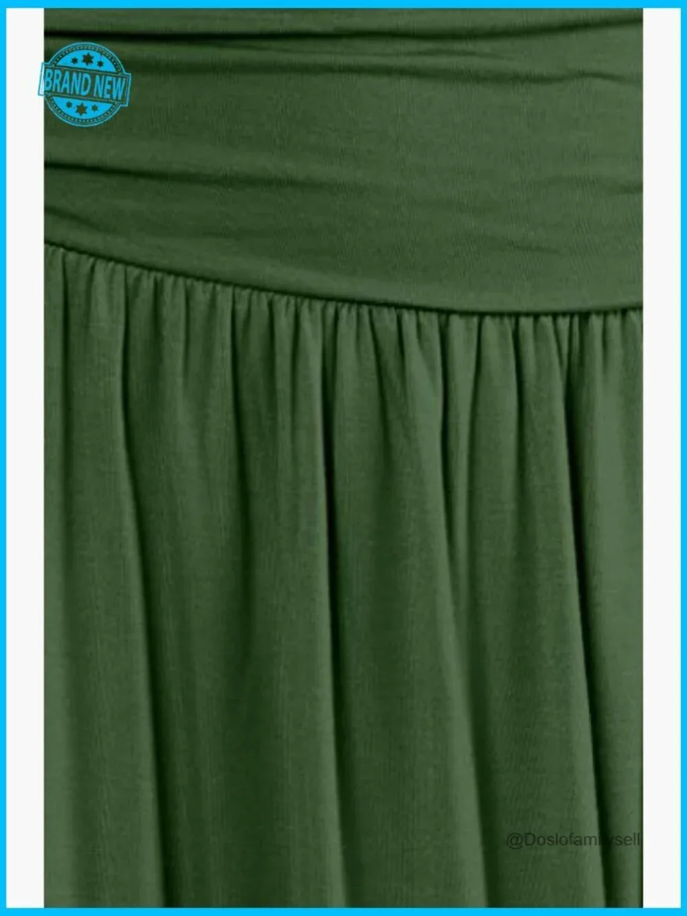 A-Line Midi Skirt with Pockets Stretch Jersey Pull On Ruched Waist
